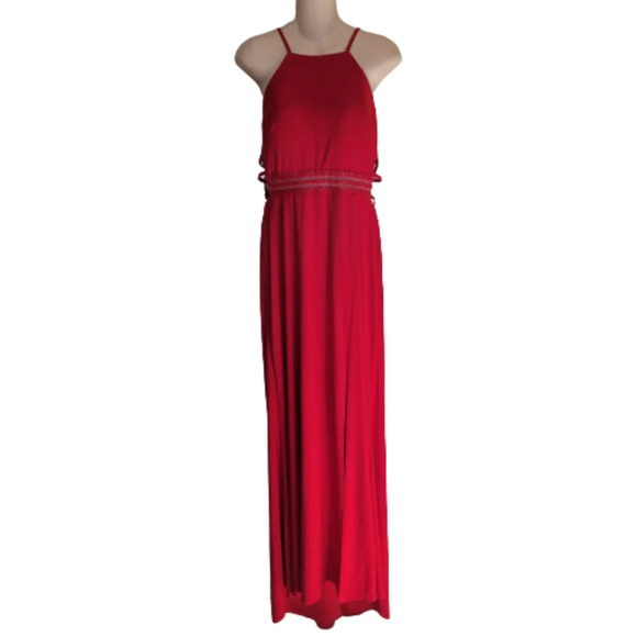Nightway Red Strappy Back Beaded A-Line Gown Size Women's 12 NEW with Tags - Picture 5 of 16